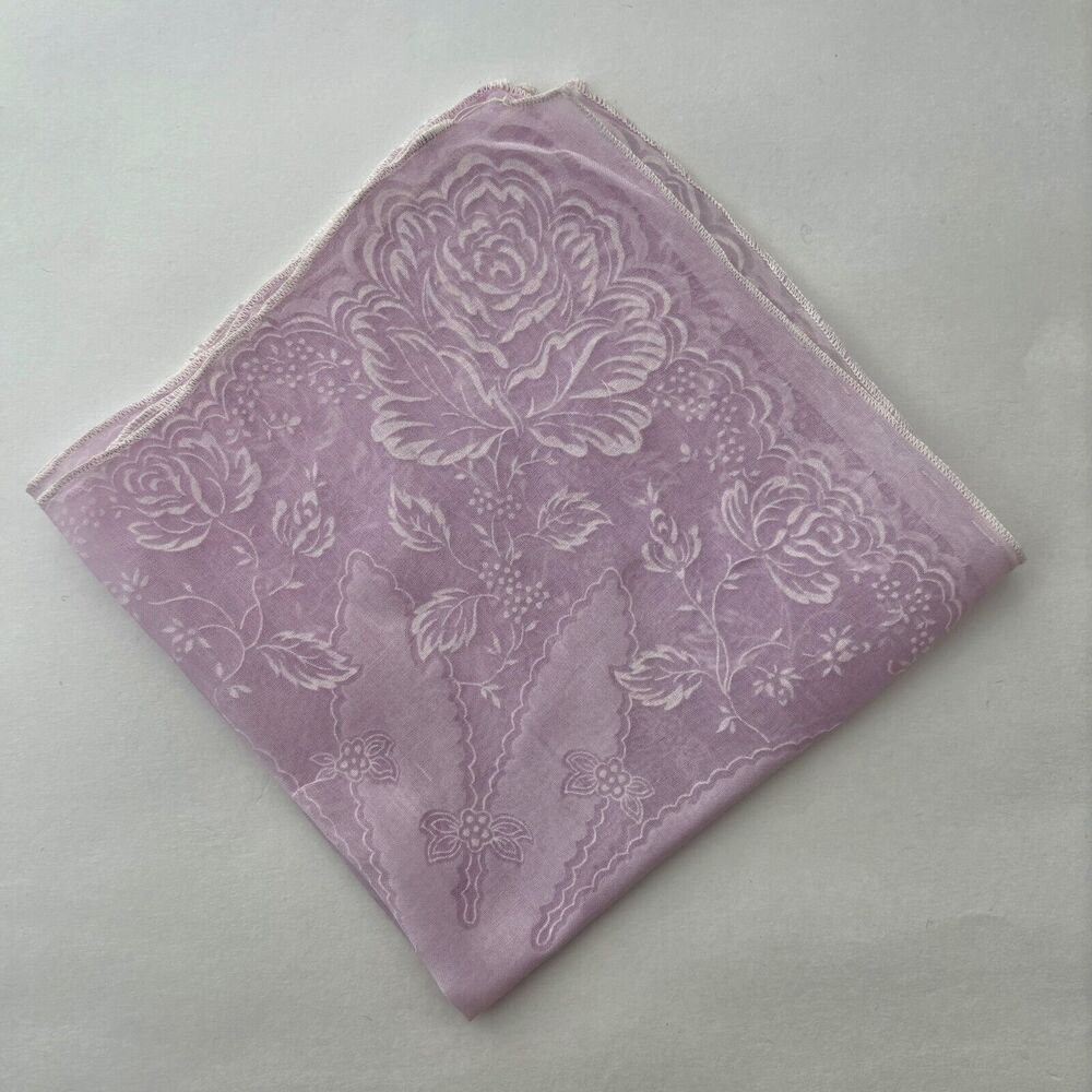 Embroidered White Bridal Wedding Handkerchief Granny Cottage Core Vintage